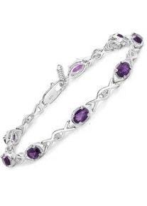 Armband VIRA JEWELS "925-Sterling Silber rhodiniert Gl&auml;nzend Amethyst lila", wei&szlig;, Armb&auml;nder, Damen, 19cm, Silber 925 (Sterlingsilber), gl&auml;nzend, Armband