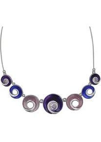 Lange Kette Steuer "Metallcollier silberfarben mit 7 Anh&auml;ngern lilat&ouml;ne", lila (violett), Halsketten, Damen, 49,5cm, Metall, L: 49,5 B: 1mm, Collier Halskette, B:1mm