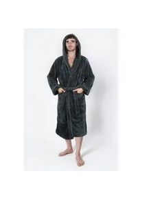 Unisex-Bademantel OTTO HOME "Lillou, ideal f&uuml;r Sauna & Spa, Hotelbademantel, Morgenmantel" Gr. XXXL, grau (anthrazit), L:125cm, Microfaser, Hausm&auml;ntel, kuschelig weicher Fleece, pl&uuml;sch, f&uuml;r Damen und Herren, XS-3XL