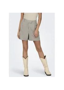 Shorts Only "ONLLINDA &ndash; Shorts mit hoher Taille und weitem Beinschnitt", Damen, Gr. S (36), N-Gr, braun (fungi detail), Web, Obermaterial: 97% Polyester, 3% Elasthan, unifarben, weit kurz, Hosen Shorts, Materialmix, High Waist