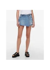 Jeansrock Only "ONLTEXAS &ndash; Destroyed Effekt f&uuml;r trendigen Hosenrock-Stil", Damen, Gr. XS (34), blau (light blau denim), Denim/Jeans, Obermaterial: 100% Baumwolle, unifarben, mini, R&ouml;cke Skort, figurbetont, Denim/Jeans, Baumwolle, Destroyed Effekt, unifarben
