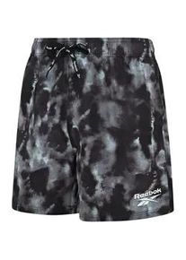 Badeshorts Reebok "Milan", Herren, Gr. S, N-Gr, schwarz, Microfaser, Polyester, unifarben, Badehosen Badeshorts, mit Kordelzug und elastischem Bund, Tie-Dye-Look, schnell trocknend