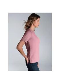 T-Shirt TRIGEMA "TRIGEMA T-Shirt DELUXE Baumwolle mit Kristallsteinen", Damen, Gr. L, lila (lilie), Single Jersey, 100% Baumwolle, Basic, lang, Rundhals, Shirts T-Shirt