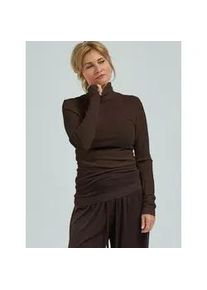 Strickpullover SEAMLESS BASIC "Seamless Basic Shirt Woolen Lola", Damen, Gr. onesize, schwarz braun, Obermaterial: 100% Wolle, Pullover Strickpullover