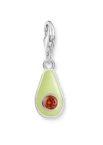 Charm-Einh&auml;nger Thomas Sabo "Avocado-Motiv bunt", silber (silberfarben, gr&uuml;n, braun, braun), Charms, Damen, Silber 925 (recycelt), mit Zirkonia (synth.)