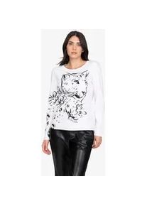 Rundhalsshirt Sportalm KITZB&Uuml;HEL, Damen, Gr. 44, wei&szlig; bedruckt, Single Jersey, Obermaterial: 100% Baumwolle, bedruckt, gemustert, mehrfarbig, tailliert normal, Rundhals, eingesetzt abgesteppte Kante, Shirts Rundhalsshirt, mit Frontprint