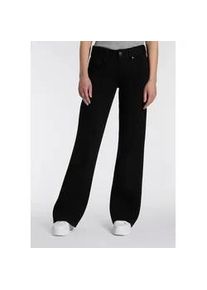 5-Pocket-Jeans Herrlicher "Edna Denim Black Jogg", Damen, Gr. 30, L&auml;nge 34, schwarz (raven schwarz), Denim/Jeans, Obermaterial: 72% Baumwolle, 14% Viskose, 12% Polyester, 2% Elasthan, unifarben, normal, Jeans 5-Pocket-Jeans, im Flared Fit, Mid Waist