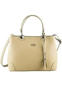 Schultertasche "Mademoiselle", Damen, Gr. B/H/T: 31cm x 23cm x 11cm onesize, beige, Leder, Collezione Alessandro, Taschen Schultertasche, hochwertiges Rindsleder mit Quaste und Anh&auml;nger