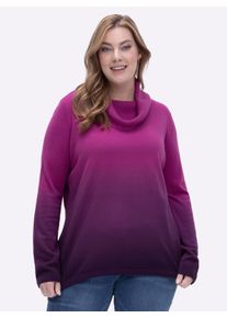 sheego Gro&szlig;e Gr&ouml;&szlig;en Rollkragenpullover in Longform, mit Farbverlauf, magenta-traube, Gr&ouml;&szlig;e 54 - Damen