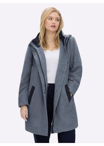 sheego Große Größen Kurzmantel mit Strick-Bündchen, rauchblau-meliert, Größe 26 - Damen