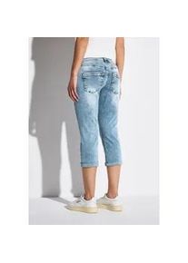 Comfort-fit-Jeans Street One, Damen, Gr. 32, L&auml;nge 20, blau (medium blau random acid), Jeans, 89% Baumwolle, 8% Polyester, 3% Elasthan, unifarben, 3/4-L&auml;nge, Jeans, aus Baumwolle mit Stretchanteil