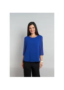 Chiffonbluse Seidel Moden, Damen, Gr. 36, blau, Single Jersey, Obermaterial: 100% Polyester. Obermaterial 2: 95% Viskose, 5% Elasthan, unifarben, l&auml;ssig geschnitten h&uuml;ftbedeckend, Rundhals, Blusen Chiffonbluse, MADE IN GERMANY