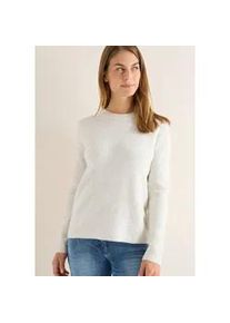 Strickpullover Cecil, Damen, Gr. S (38), eggshell melange, Strick, Obermaterial: 37% Baumwolle, 34% Polyacryl, 26% Polyester, 3% Elasthan, unifarben, normal h&uuml;ftbedeckend, Rundhals, Pullover Strickpullover, mit Strukturdetails