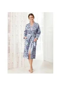 w&auml;schepur Morgenmantel W&Auml;SCHEPUR, Damen, Gr. 48/50, grau (silbergrau, bedruckt), Baumwoll-Mix, gemustert, Langform, Hausm&auml;ntel