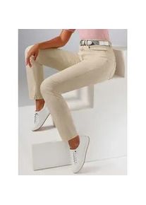 5-Pocket-Jeans Ascari, Damen, Gr. 38, Normalgr&ouml;&szlig;en, beige (sand), 54% Baumwolle, 37% Lyocell, 6% Elastomultiester, 3% Elasthan, unifarben, lang, Jeans 5-Pocket-Jeans