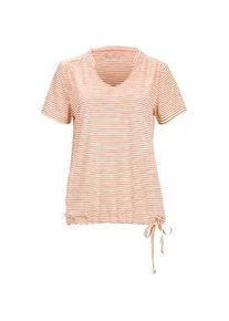T-Shirt Killtec "WMN TSHRT F", Damen, Gr. 40, rot (lachs), Obermaterial: 94% Polyester, 6% Elasthan, Rundhals, Shirts T-Shirt, Gestreiftes, schnelltrocknendes Funktionsshirt mit verstellbarem Saum
