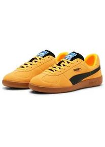 Sneaker Puma "HANDBALL", Herren, Gr. 42, orange (sun stream, Puma schwarz, caramel latte), Leder, mehrfarbig, Schuhe Sneaker, mit sportlichem Stil, mit Overlay im Zehenbereich, aus Veloursleder