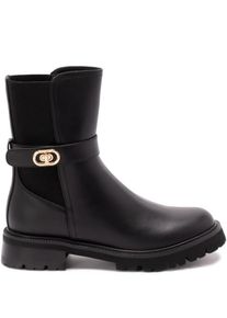 TWINSET Twin-Set Stiefel - Smooth Leather Ankle Boots With Gold-Tone Buckle A - Gr. 39 (EU) - in Schwarz - f&uuml;r Damen