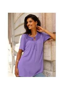 Longbluse Classic Basics, Damen, Gr. 40, lila (lavendel), 100% Viskose, unifarben, Rundhals, Blusen Longbluse
