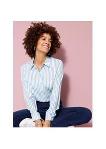 Klassische Bluse Classic Basics, Damen, Gr. 52, blau (eisblau, wei&szlig;, gestreift), 100% Polyester, gemustert, mehrfarbig, Blusen