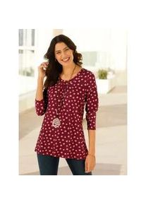 Tunikashirt Inspirationen "Tunikashirt", Damen, Gr. 52, rot (dunkelrot, rosenquarz, bedruckt), 95% Viskose, 5% Elasthan, bedruckt, gebl&uuml;mt, gemustert, mehrfarbig, Rundhals, Shirts