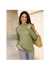 Stehkragenpullover Classic Basics "Langarm-Pullover", Damen, Gr. 54, gr&uuml;n (schilf), 100% Polyacryl, unifarben, Pullover Stehkragenpullover