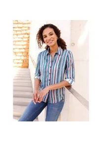 Hemdbluse Casual Looks, Damen, Gr. 36, blau (marine, rosenholz, gestreift), 100% Viskose, gemustert, gestreift, mehrfarbig, Blusen Hemdbluse