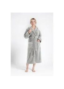 Unisex-Bademantel OTTO HOME "Lillou, ideal f&uuml;r Sauna & Spa, Hotelbademantel, Morgenmantel" Gr. M, grau, L:120cm, Microfaser, Hausm&auml;ntel, kuschelig weicher Fleece, pl&uuml;sch, f&uuml;r Damen und Herren, XS-3XL