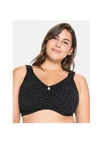 Entlastungs-BH sheego, Damen, Gr. 100, Cup F, schwarz (schwarz, schwarz, bedruckt), 95% Baumwolle, 5% Elasthan, BHs Entlastungs-BH