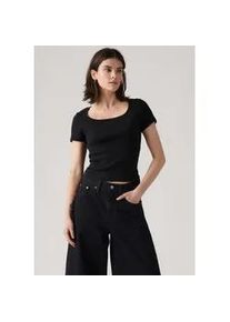 Levi's T-Shirt LEVI'S "Levi's Essential T-Shirt mit quadratischem Ausschnitt", Damen, Gr. L (40), anthrazit night, Feinripp, Obermaterial: 100% Baumwolle, unifarben, figurbetont taillenbedeckt, tiefer Rundhals, Shirts T-Shirt, Feinrippqualit&auml;t