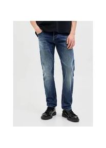 Jack & Jones Slim-fit-Jeans JACK & JONES "JJIGLENN JJORIGINAL CB 820 NOOS", Herren, Gr. 29, L&auml;nge 32, blau (blau denim), Denim/Jeans, Obermaterial: 98% Baumwolle, 2% Elasthan, Abriebeffekte, slim fit kn&ouml;chellang, Jeans Slim-fit-Jeans