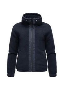 Sweatjacke Ragwear "Nordicka", Damen, Gr. L (40), blau (dunkelblau), Fleece, Obermaterial: 100% Polyester; Innenfutter: 100% Polyester, l&auml;ssig geschnitten h&uuml;ftlang, hoch geschlossener Ausschnitt, &Auml;rmel ohne &Auml;rmelschlitz normaler Saum mit Gummizug, Sweatjacken Sweatjacke, Sportliche Kapuzenjacke mit Kunstleder-Elementen