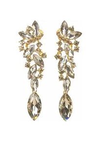 Paar Ohrstecker Firetti "Glamour-Look", gold (gelbgoldfarben, goldfarben), Ohrringe, Damen, Materialmix, mit Glasstein