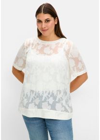 sheego Große Größen Tunika mit Jacquardmuster, champagner, Größe 40 - Damen