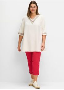 sheego Große Größen Tunika mit Stickerei, champagner, Größe 40 - Damen