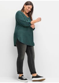 sheego Große Größen Tunika mit dekorativer Falte, tiefgrün, Größe 44 - Damen