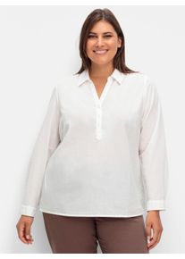 sheego Große Größen Hemdbluse mit kurzer Knopfleiste, weiß, Größe 48 - Damen