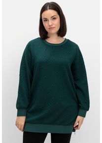 sheego Große Größen Longsweatshirt mit Stepp-Muster, tiefgrün, Größe 48/50 - Damen