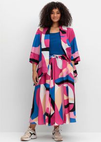 sheego Gro&szlig;e Gr&ouml;&szlig;en Blusenjacke mit Grafikprint, verschlusslos, pink gemustert, Gr&ouml;&szlig;e 58 - Damen