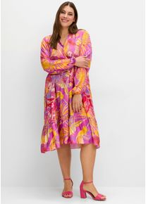 sheego loves miss goodlife sheego Große Größen Stufenkleid mit Alloverdruck, pink gemustert, Größe 56 - Damen