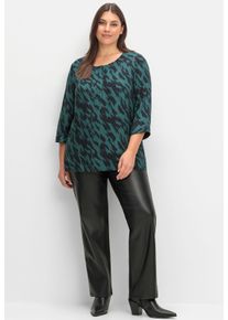 sheego Große Größen Tunika mit abstraktem Alloverprint, schwarz-gemustert, Größe 56 - Damen