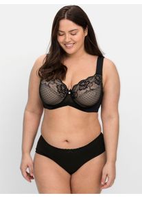 sheego Gro&szlig;e Gr&ouml;&szlig;en B&uuml;gel-BH mit Spitze und Kontrastfutter, schwarz + taupe, Gr&ouml;&szlig;e 100G - Damen
