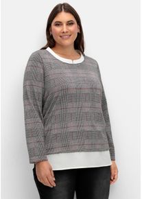 sheego Große Größen 2-in-1-Shirt aus formstabilem Jersey, schwarz-rot-kariert, Größe 50 - Damen