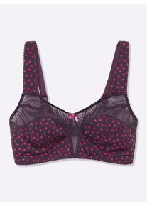 w&auml;schepur sheego Gro&szlig;e Gr&ouml;&szlig;en Entlastungs-BH ohne B&uuml;gel mit T&uuml;ll-Einsatz, traube-bedruckt, Gr&ouml;&szlig;e 115C - Damen