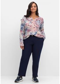 sheego Große Größen Print-Shirt mit elastischem Bund, rauchblau-rosenquarz-bedruckt, Größe 54 - Damen
