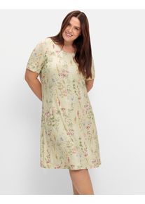sheego Große Größen Jerseykleid mit Blümchen-Druck, pistazie-bedruckt, Größe 42 - Damen