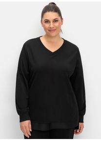sheego Gro&szlig;e Gr&ouml;&szlig;en Sweatshirt in atmungsaktiver Funktions-Qualit&auml;t, schwarz, Gr&ouml;&szlig;e 40/42 - Damen