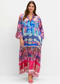 sheego loves miss goodlife sheego Große Größen Volantkleid in Maxilänge, mit Mustermix, blau gemustert, Größe 46 - Damen