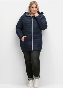 sheego Große Größen Steppjacke mit gestreiftem Innenfutter, in Longform, nachtblau, Größe 46 - Damen