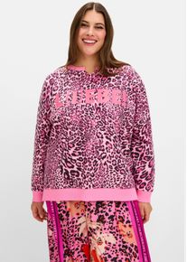 sheego loves miss goodlife sheego Gro&szlig;e Gr&ouml;&szlig;en Sweatshirt im Leoprint, mit Frontdruck, pink gemustert, Gr&ouml;&szlig;e 52 - Damen